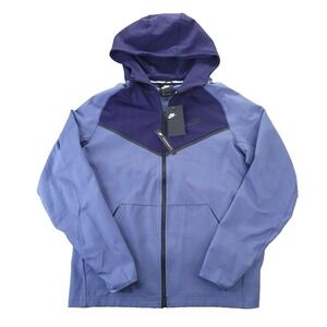 Nike Sportswear Tech Fleece Hoodie Men Large Blue Colorblock Full Zip CJ4277-491